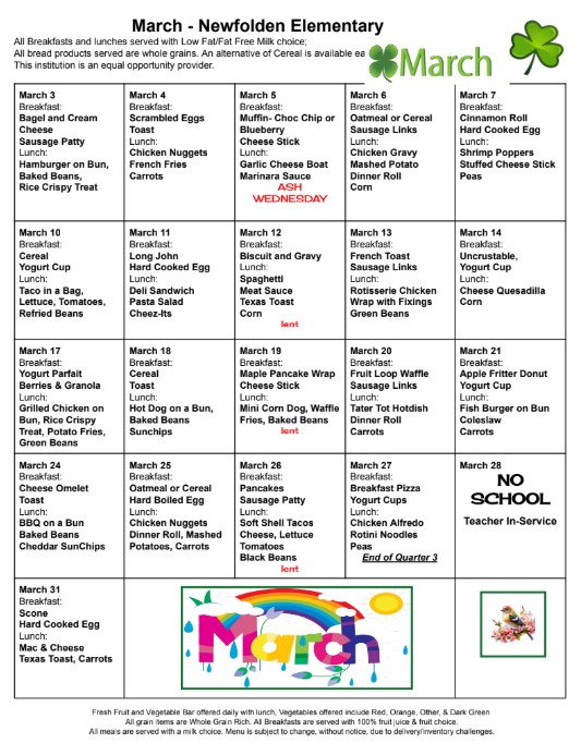 March Menu