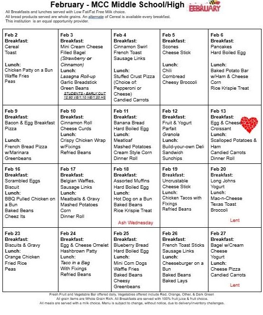 Feb Menu