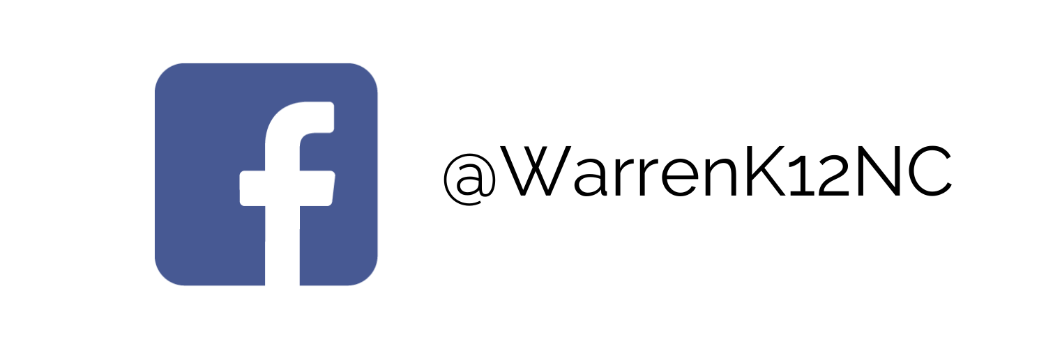 Facebook icon with the @WarrenK12NC handle 