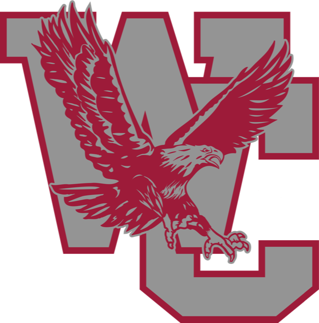 Gray "WC" with a burgundy flying eagle in front of the letters