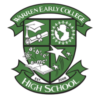 Logo for Warren Early College High School. Green shield.
