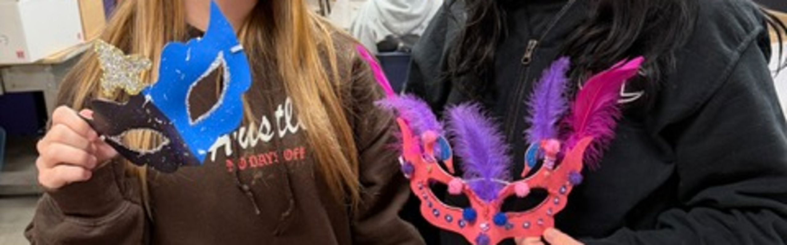 Students wearing masks.
