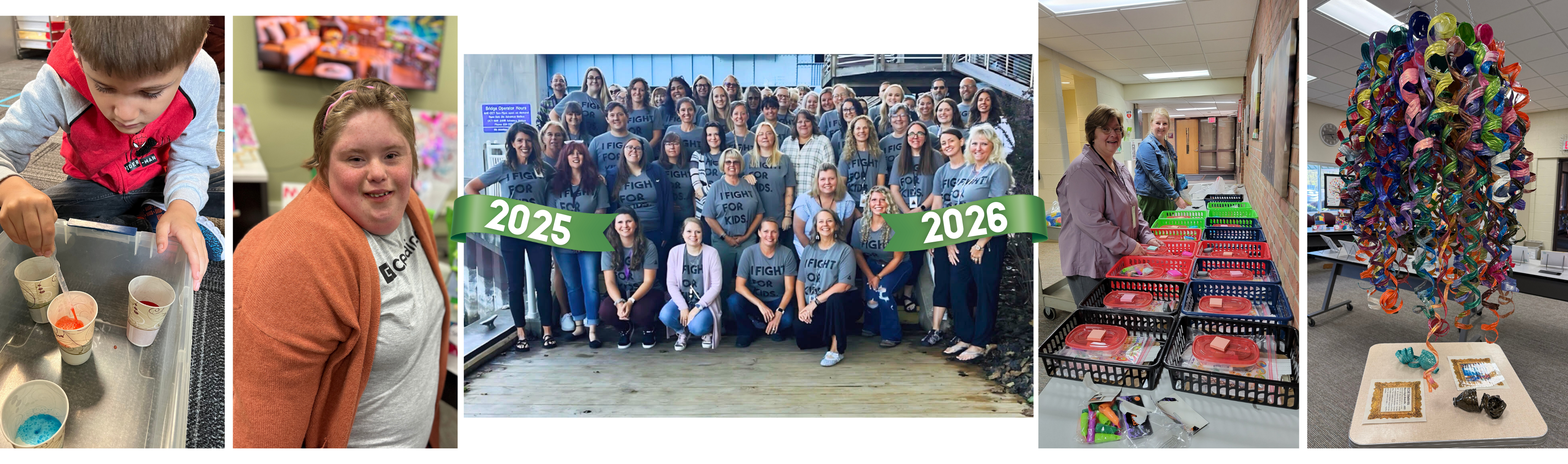 Collage of photos showing staff and students