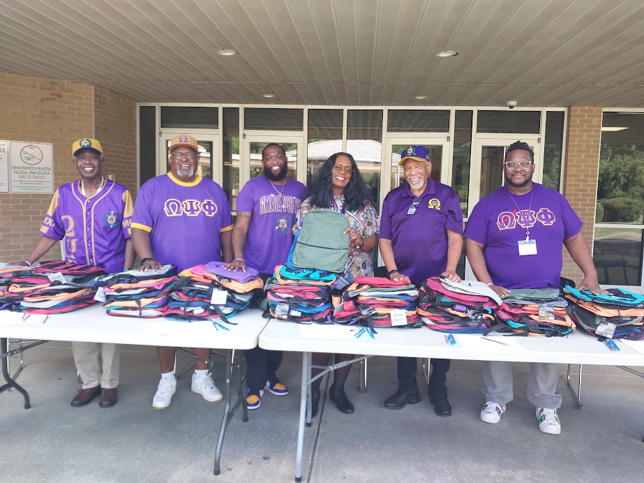 Zeta Chapter of Omega Psi Phi Fraternity Backpack give away!