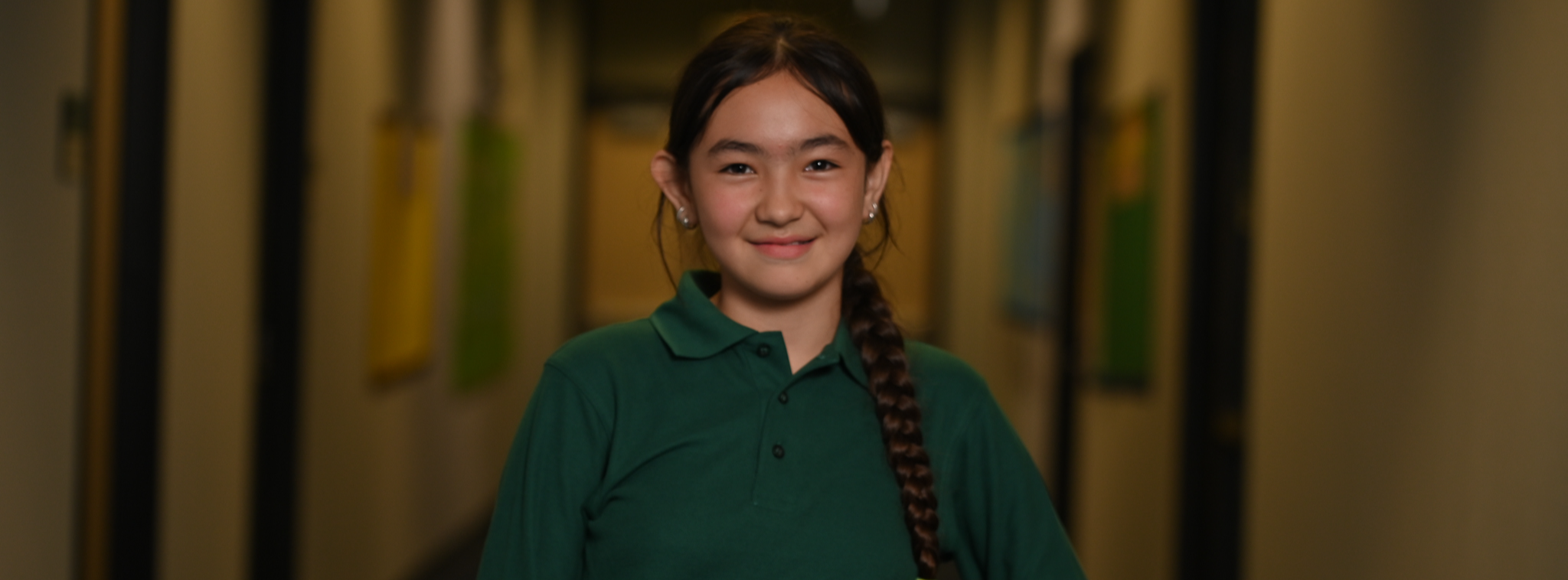 student in hallway