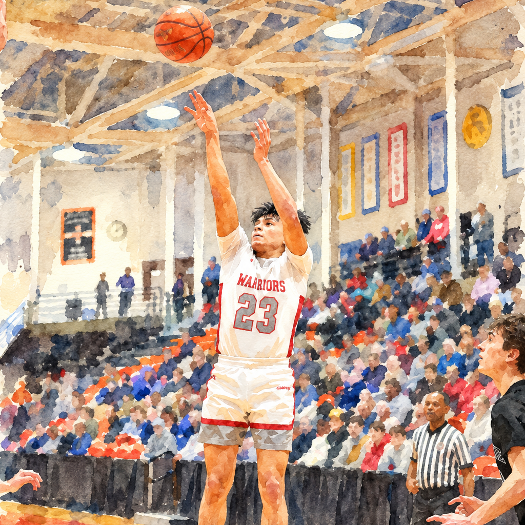 Lucas Brown shooting a basketball into a hoop