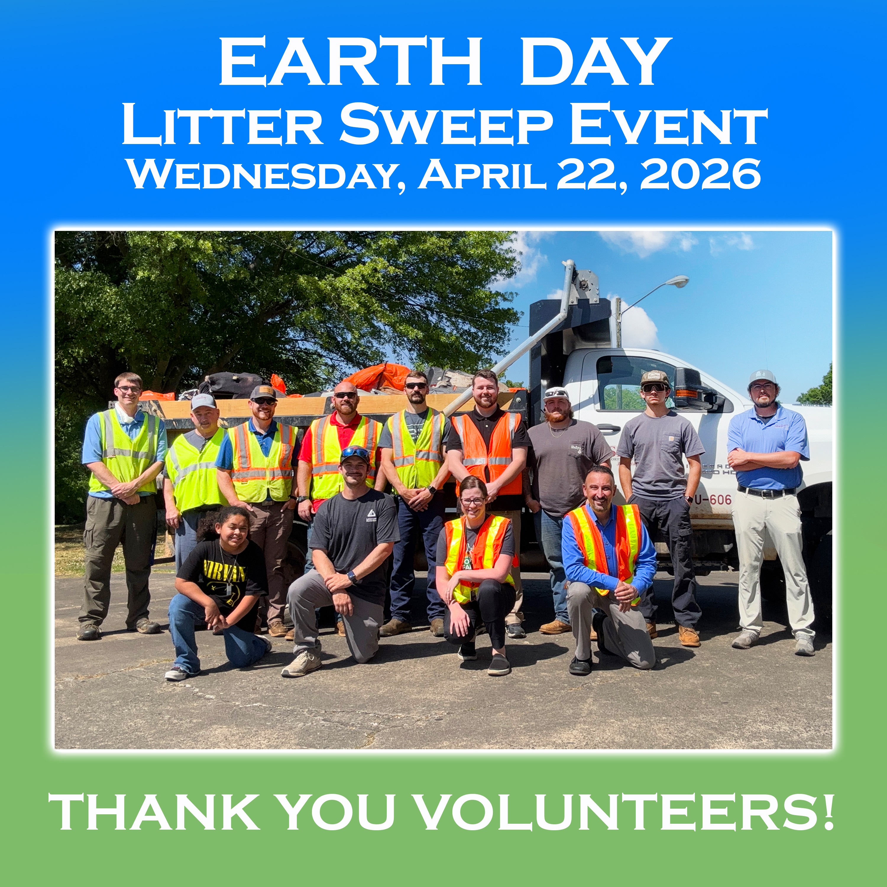 Earth Day Litter Sweep Event Volunteers Group Photo