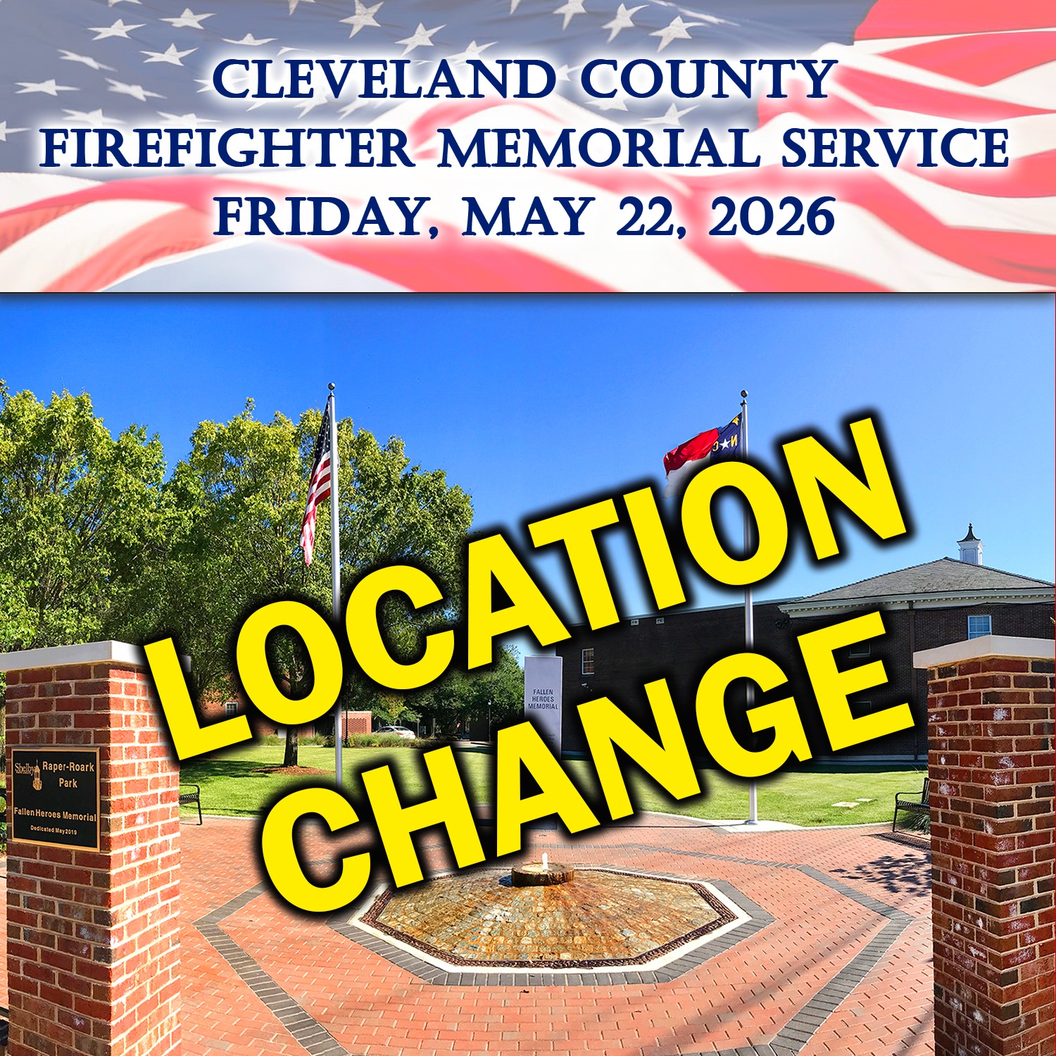 2026 Cleveland County Firefighter Memorial Service Location Change