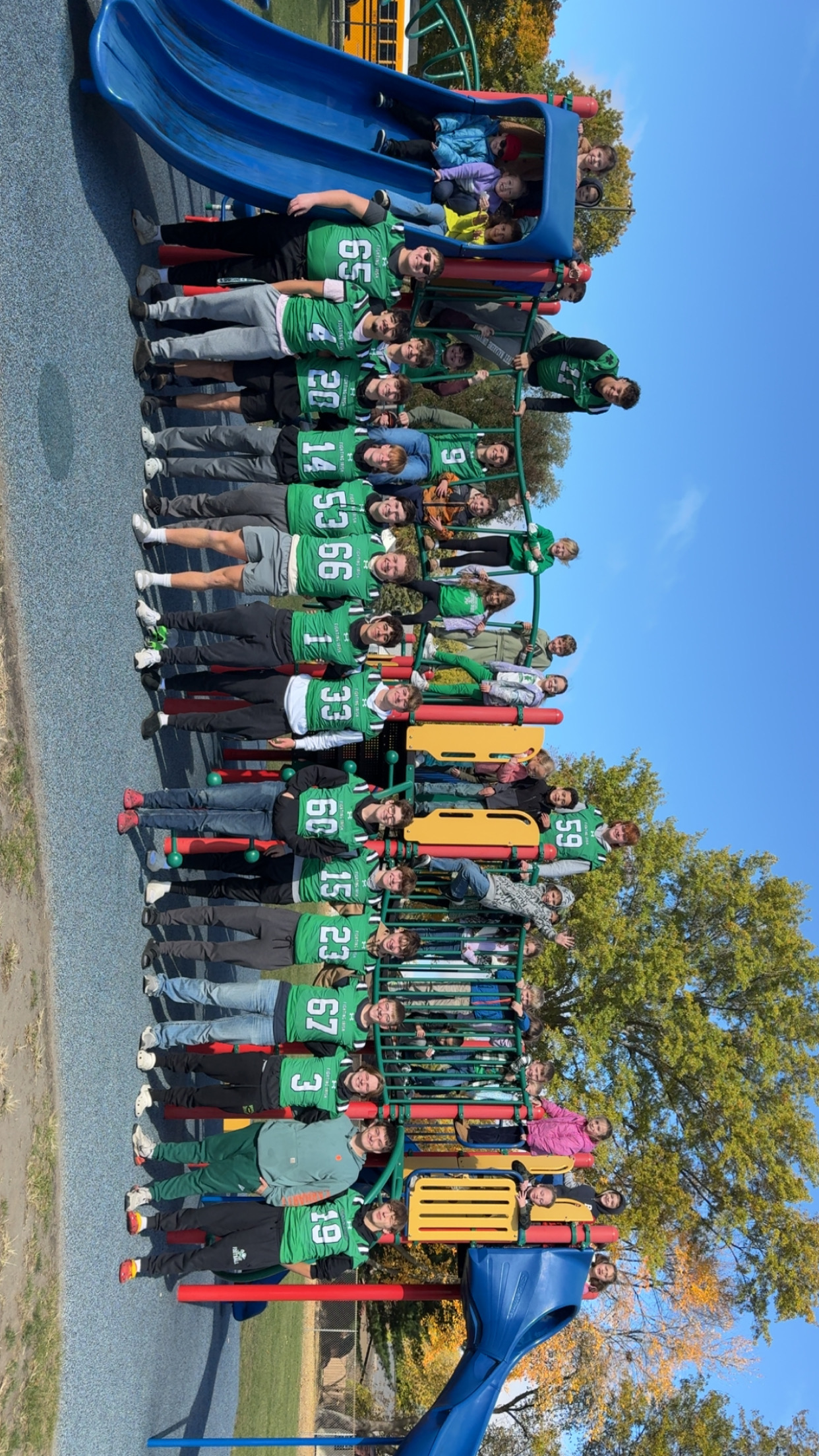 Football team with 1st graders