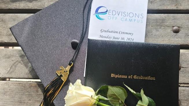 Graduation cap and diploma 