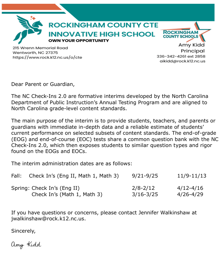 Check in letter