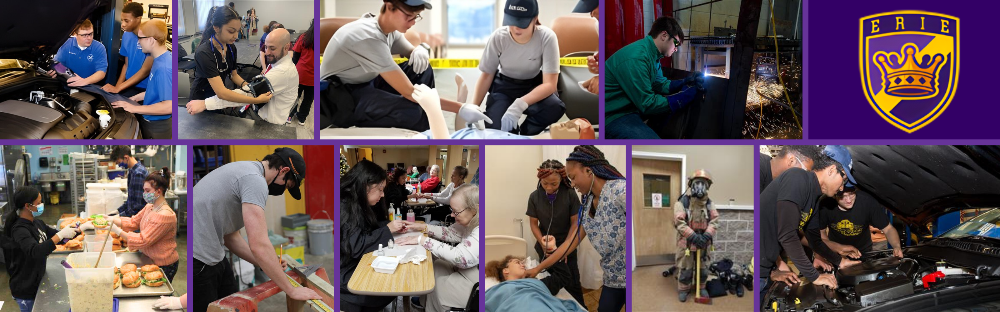 Students working in different careers at Erie High School.