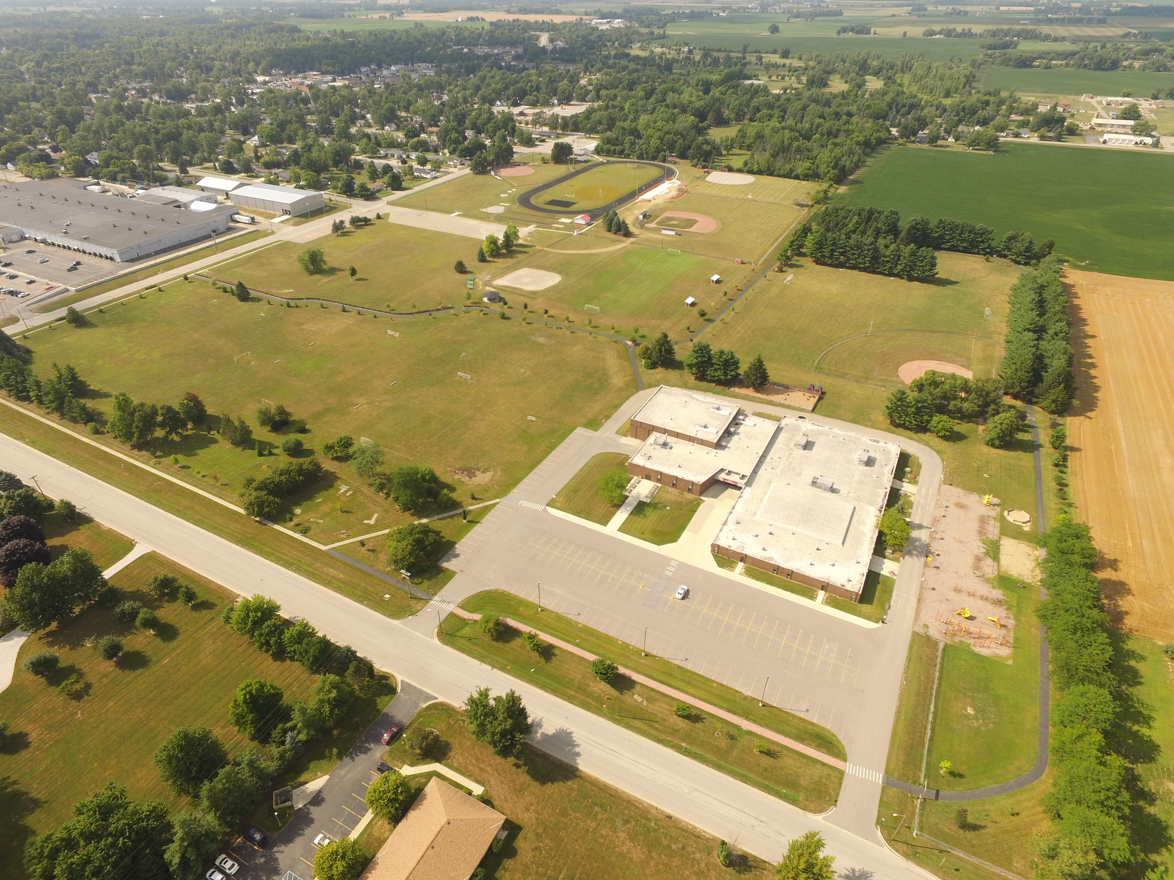 drone view of elementary school