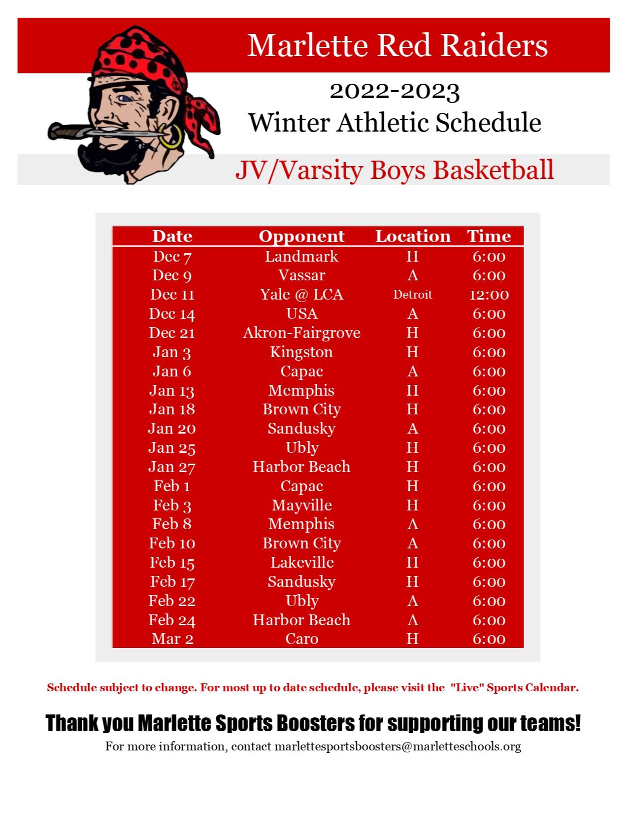 Boys Basketball Marlette Community Schools