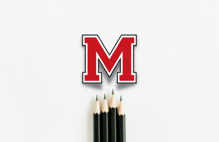 M with pencils logo