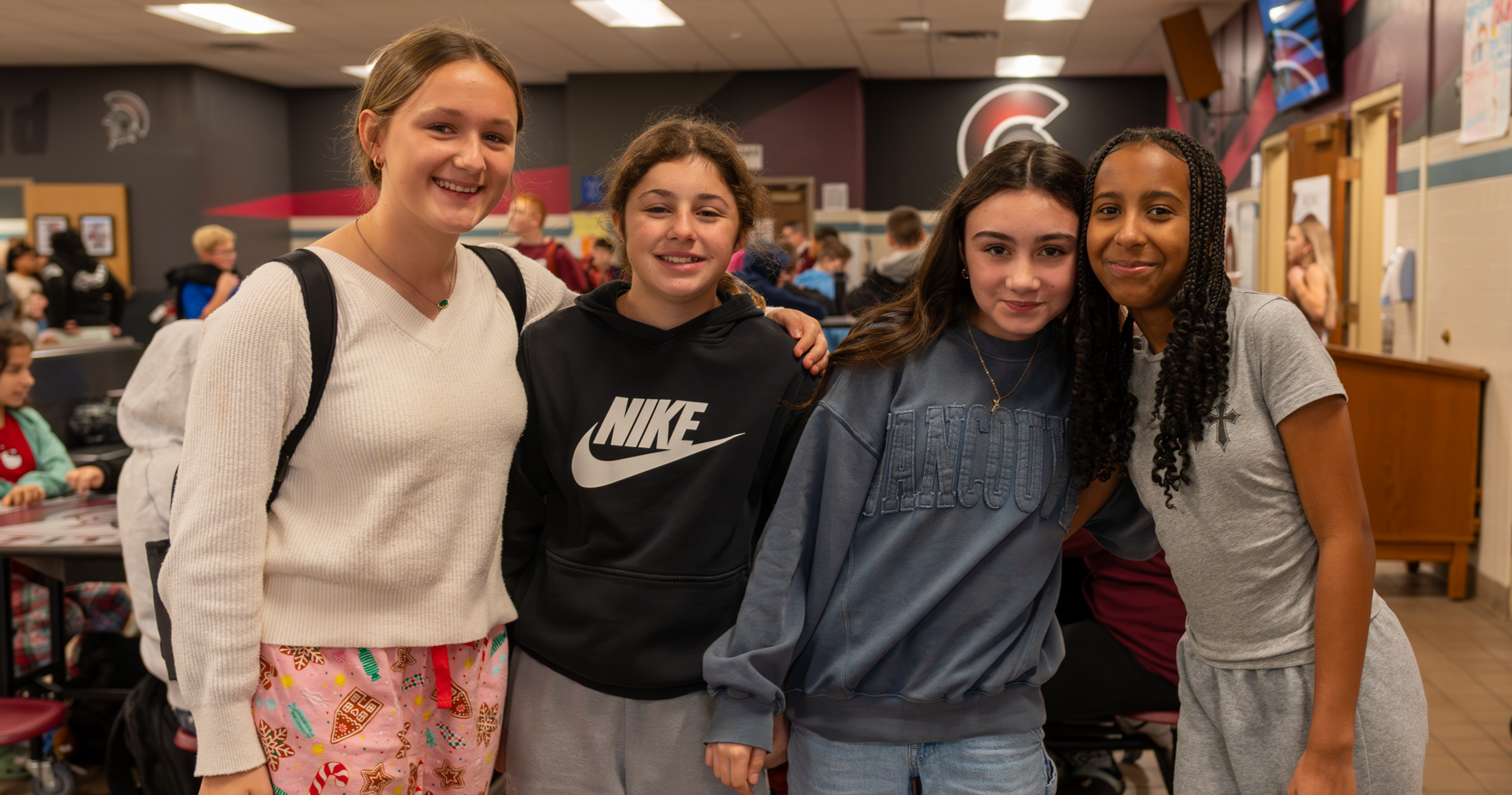 Four middle school girls in school