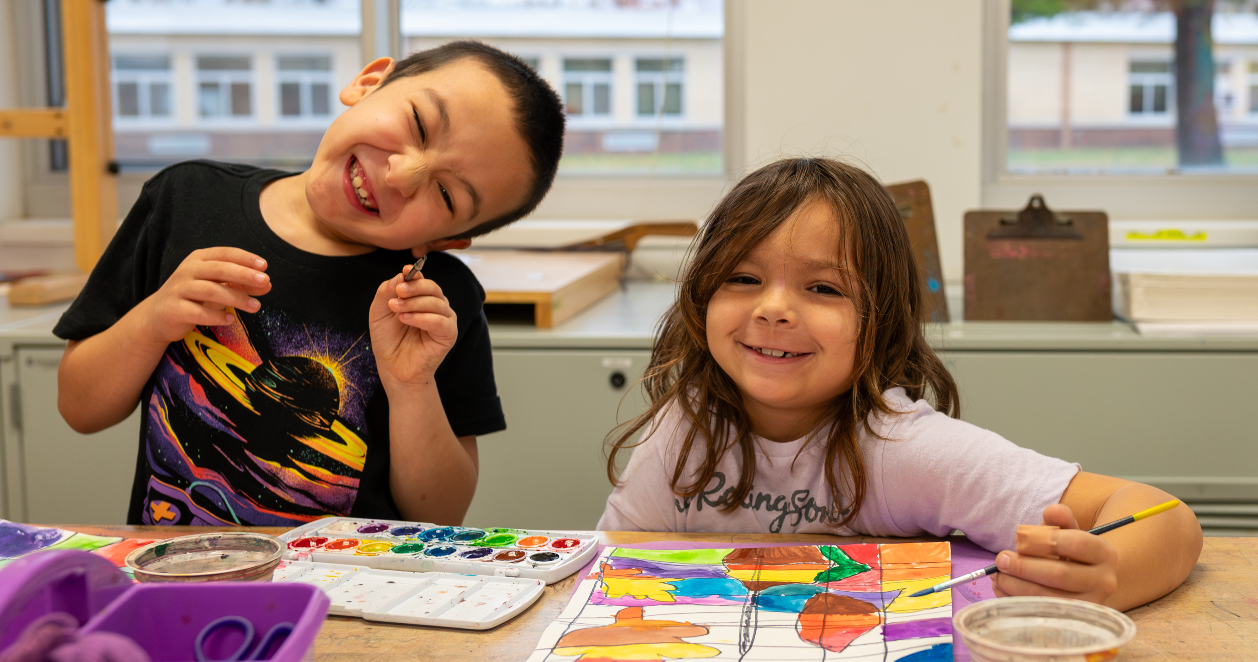 Kids smiling in class