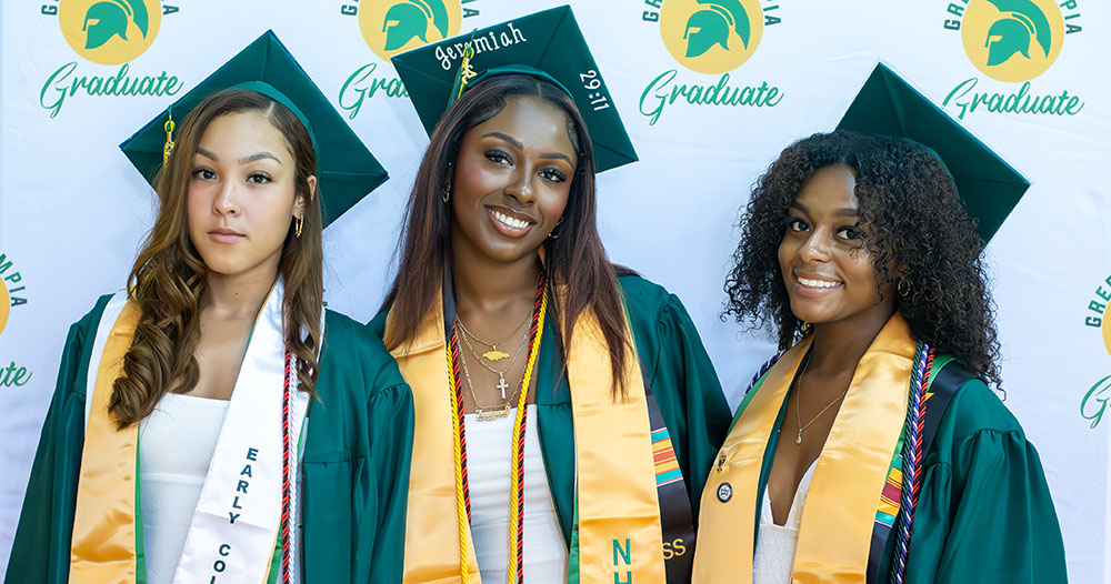 Three girls at graduation