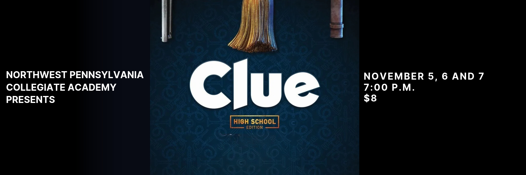 Collegiate Academy presents Clue on November 5, 6 and 7