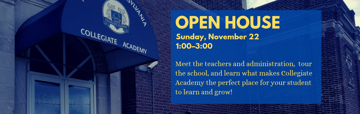 Our recruitment open house is on Sunday, November 22. Come learn what makes Collegiate Academy such a special place!