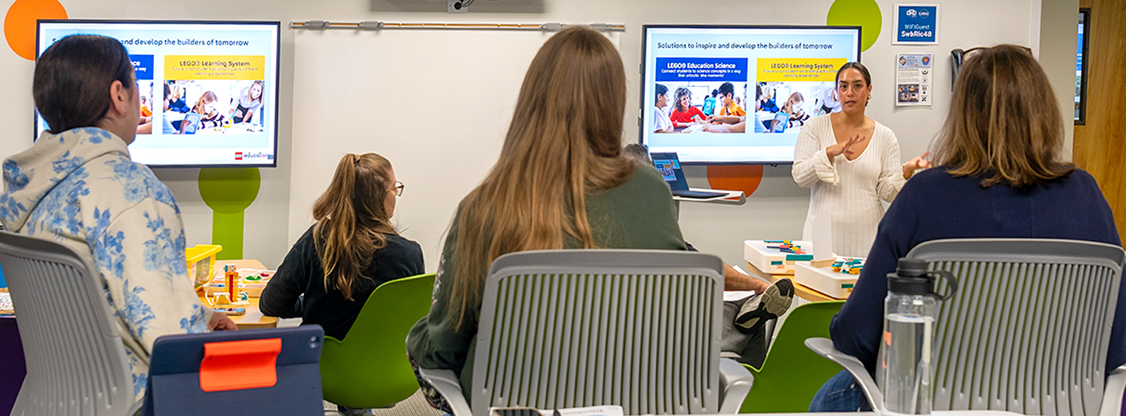 educators learn about LEGO Education kits in the Active Learning Center at LHRIC headquarters