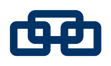 Blue geometric pattern with three overlapping sections on a black background, forming a central shape.