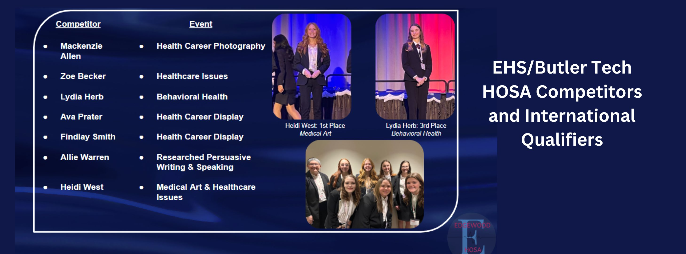 picture of HOSA winner and competitors from EHS