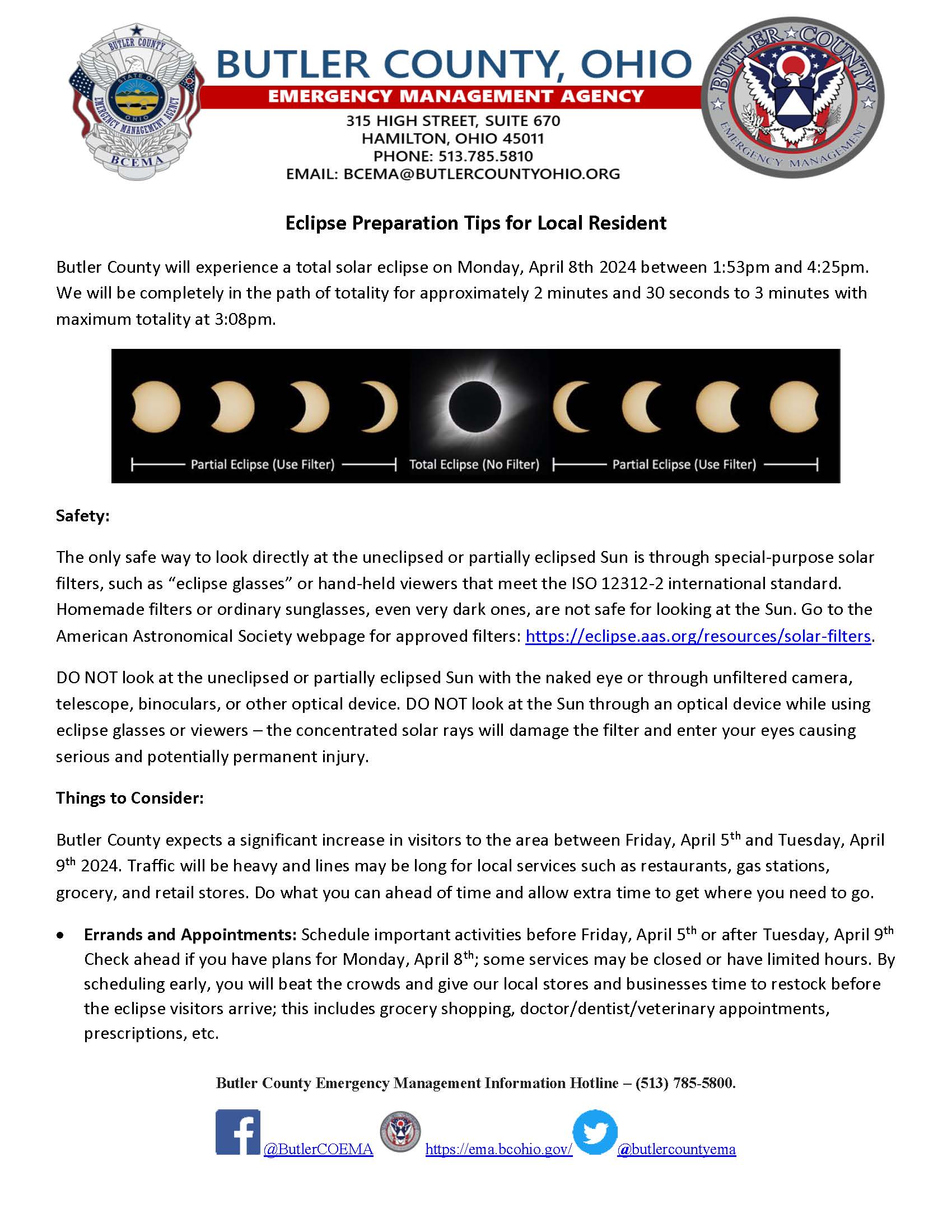 butler County Eclipse preparation tips 