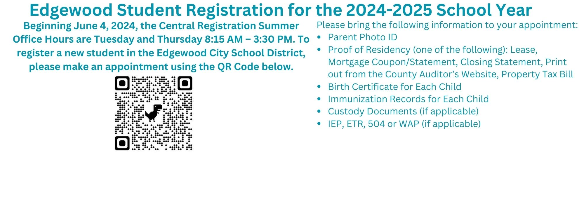 details of summer registration hours 