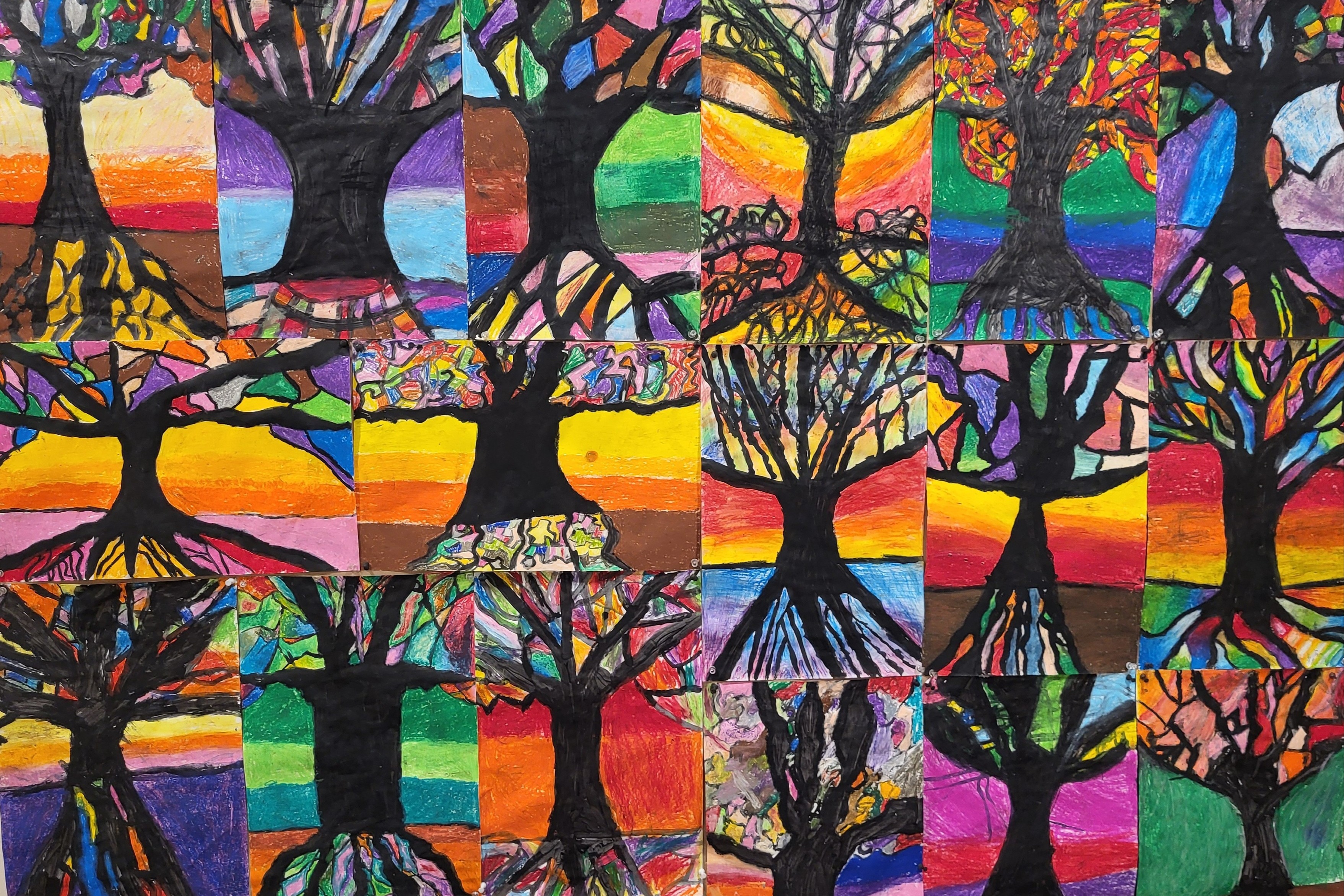 stained glass drawings of trees