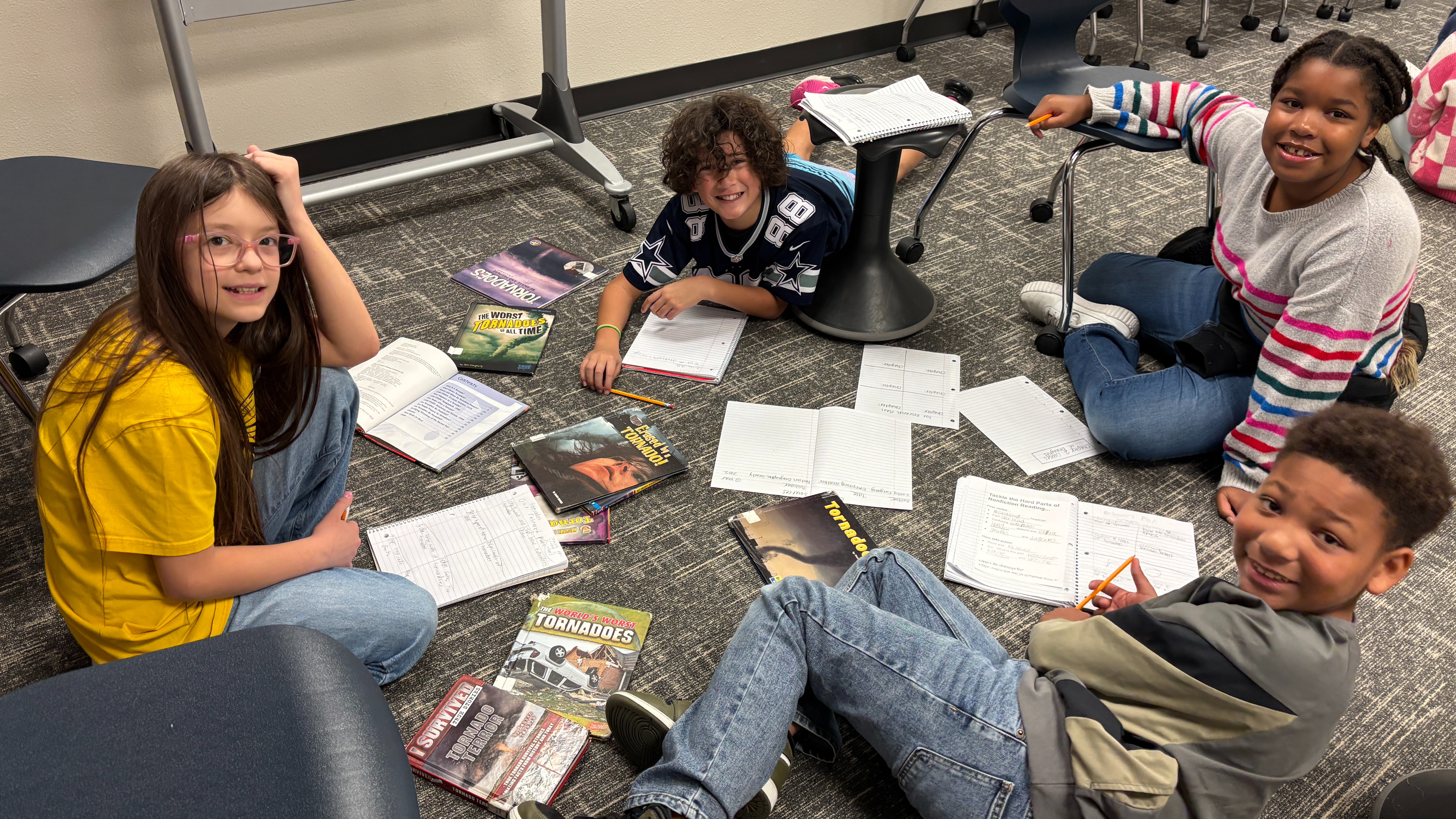 Students working together on a research project