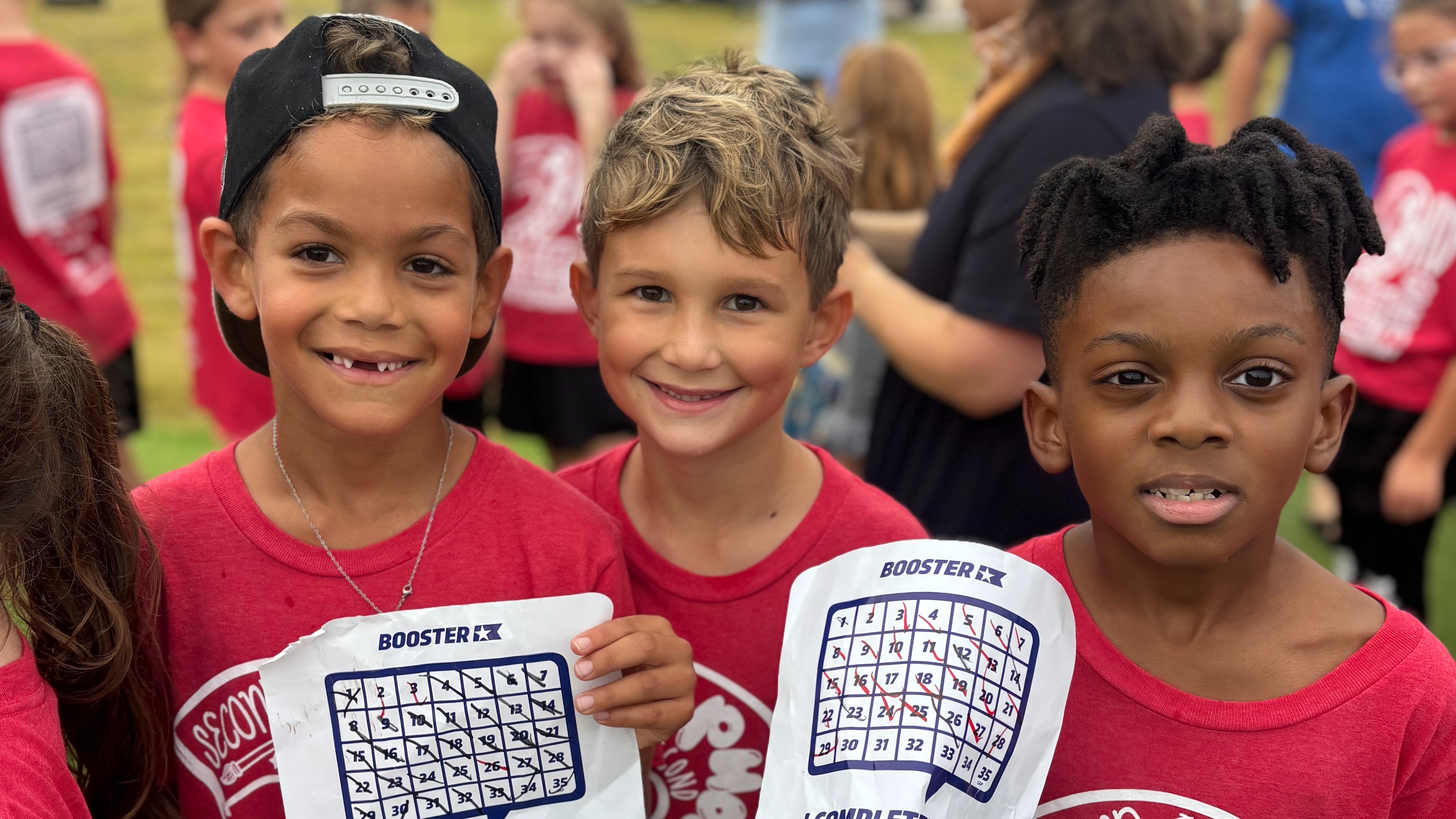 Students at Fun Run showing off their lap recordings page