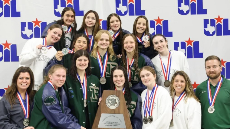 The girls swim team places 2nd in UIL State Championship Swim Meet