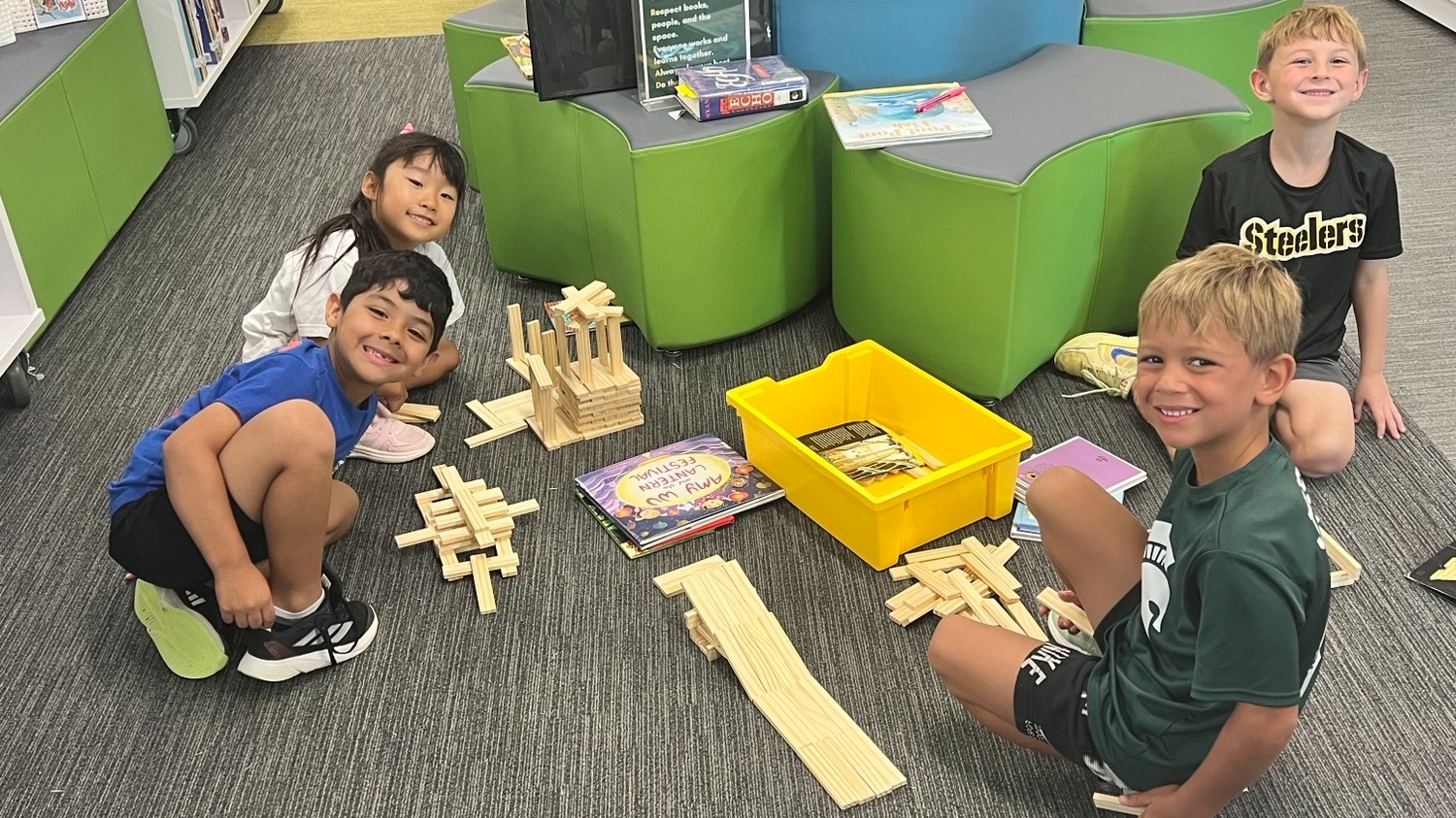 students building structures