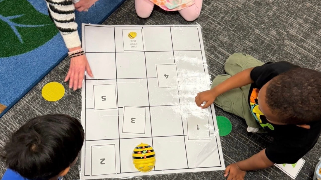 Students working on coding skills