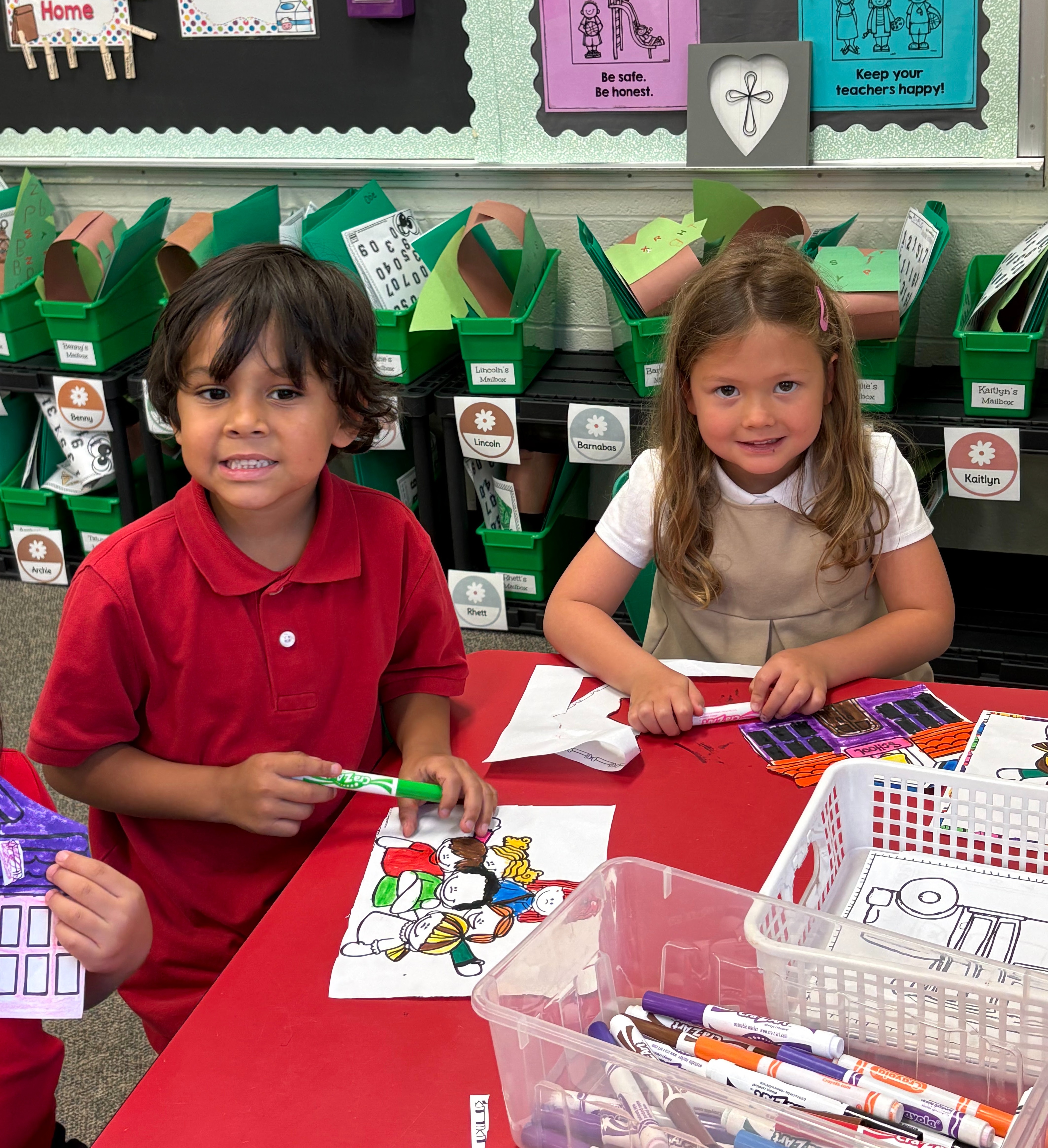 Students working at a table