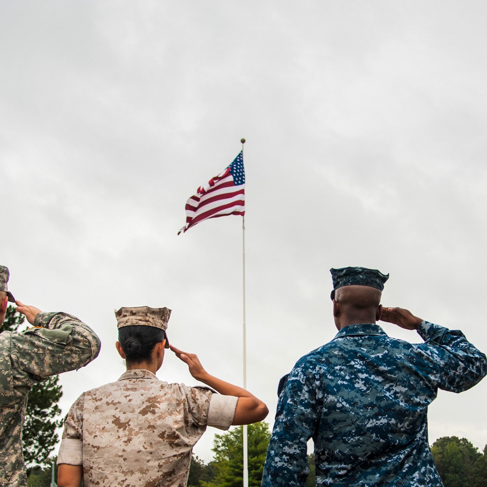 Saluting American Flag