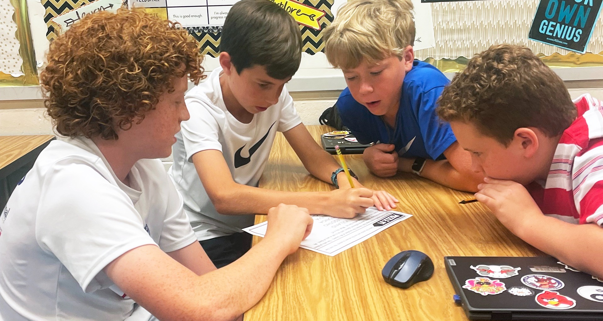 Students working together at a table