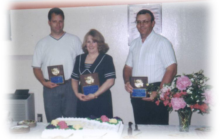 1999-2000 Left to Right: Rusty Barker - CMS, Kathy Piper - CHS & CPS, Vernon Siler - AES