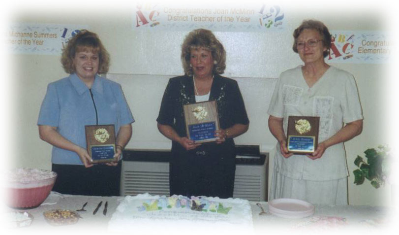 1998-1999 Left to Right: Michanne Summers - CHS, Joan McMinn - CMS & CPS, Jewell Barker - AE