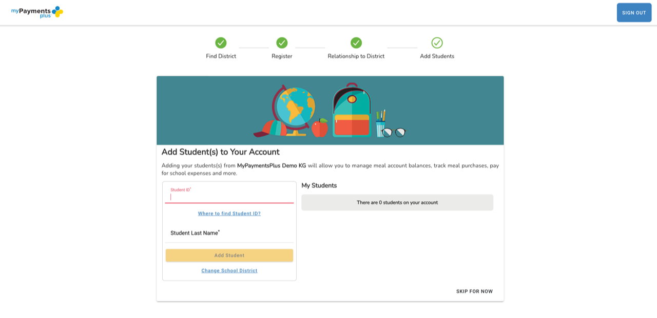 Step 4: Using their ID number and last name, add student(s) to your account and click Done.  