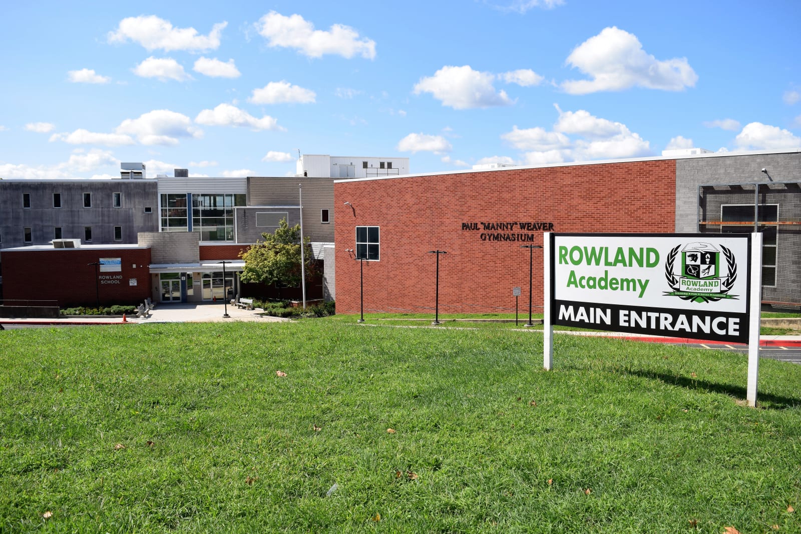 Rowland Academy Sign and Main Entrance