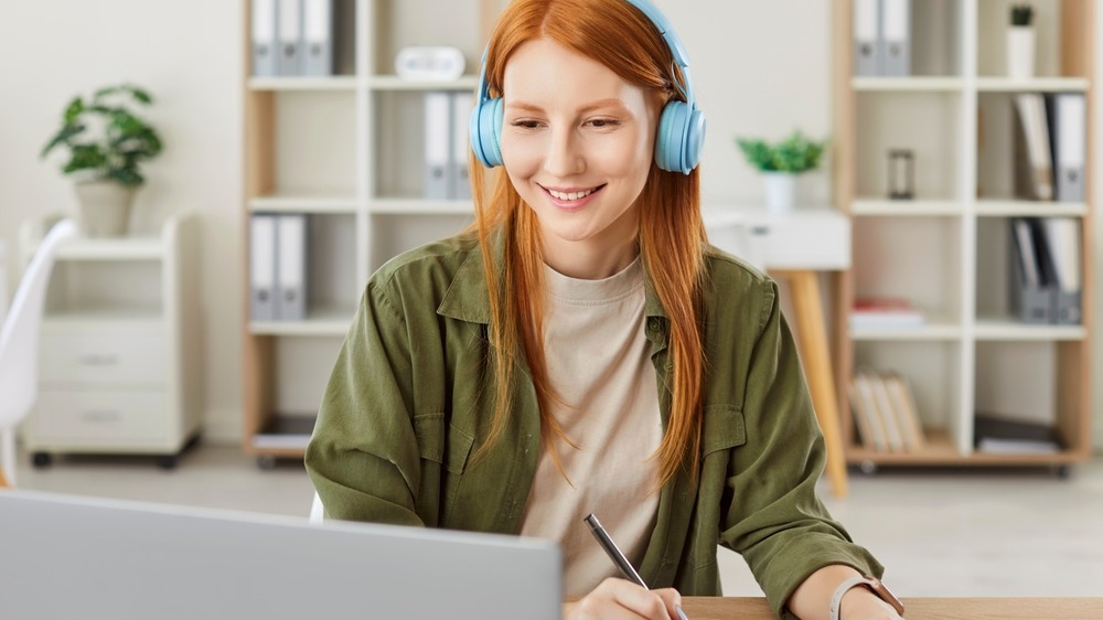 Student in front of laptop