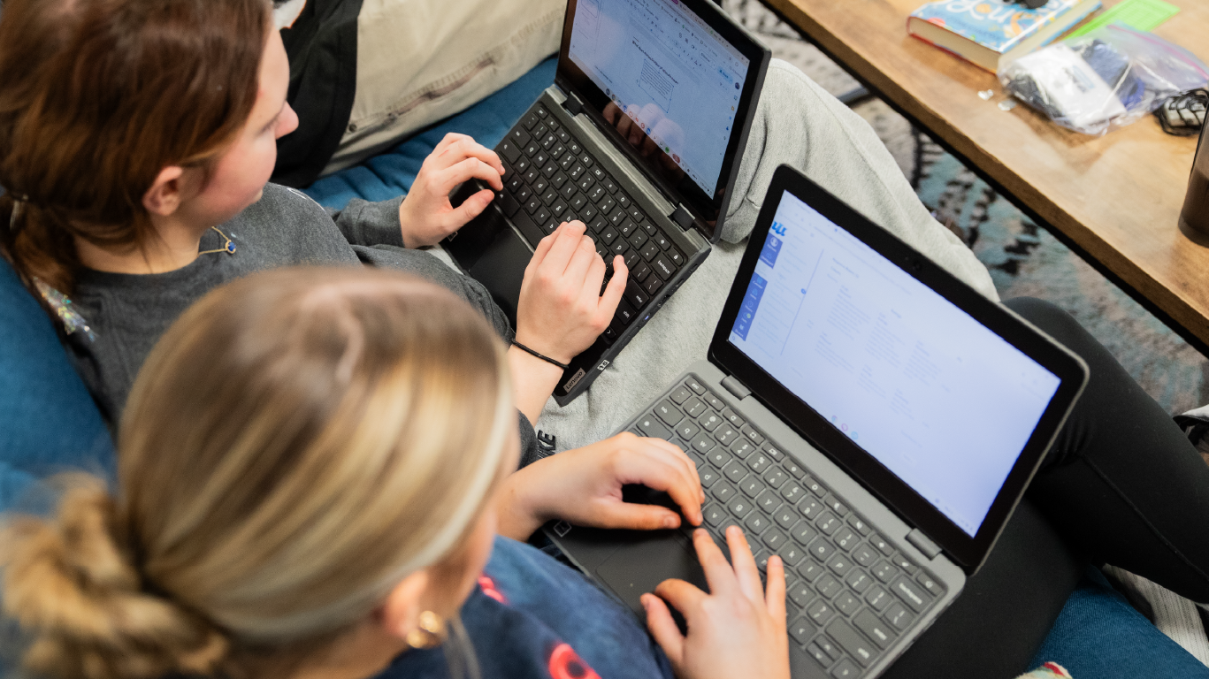 Students working on laptops