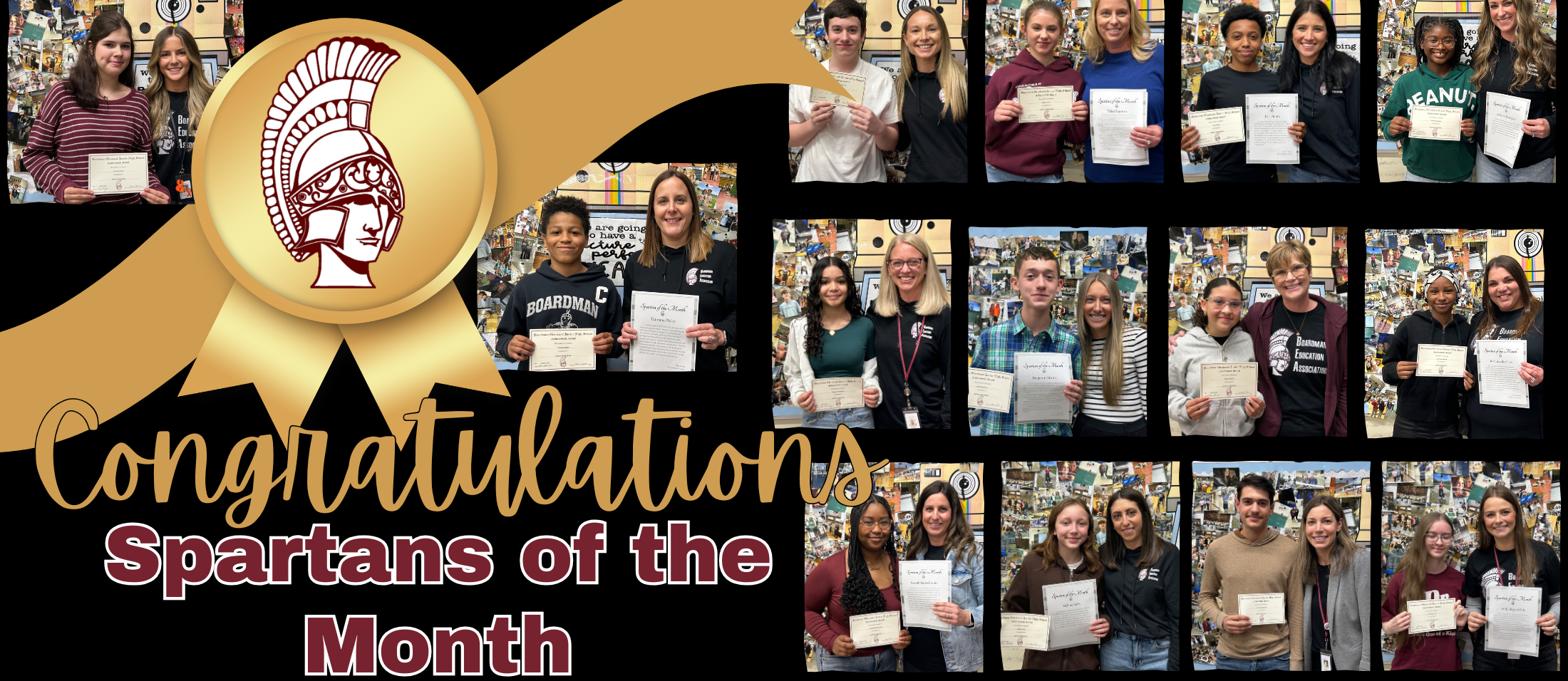 congrats spartans of the month students with teachers