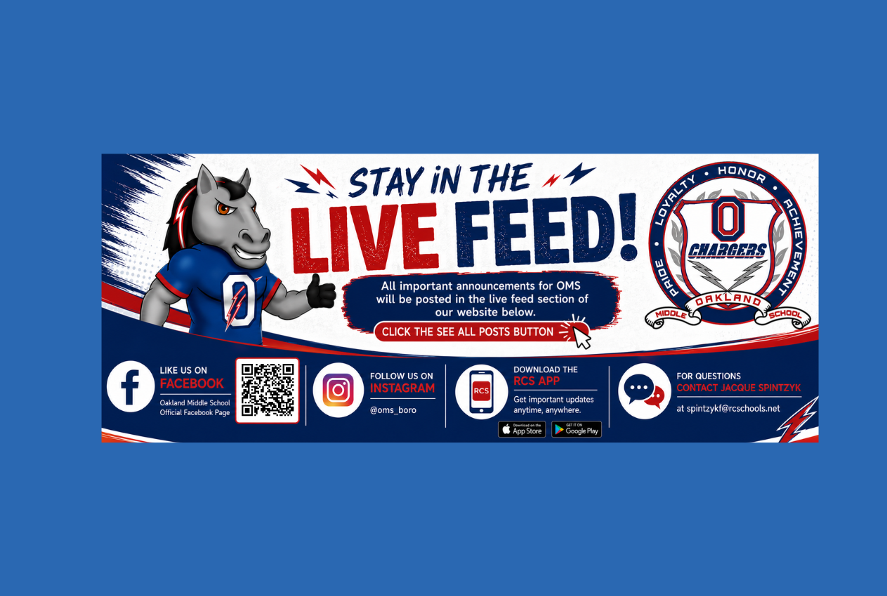 Advertisement banner with "Stay in the Live Feed!" text, featuring a cartoon horse, logos, and icons for social media platforms.