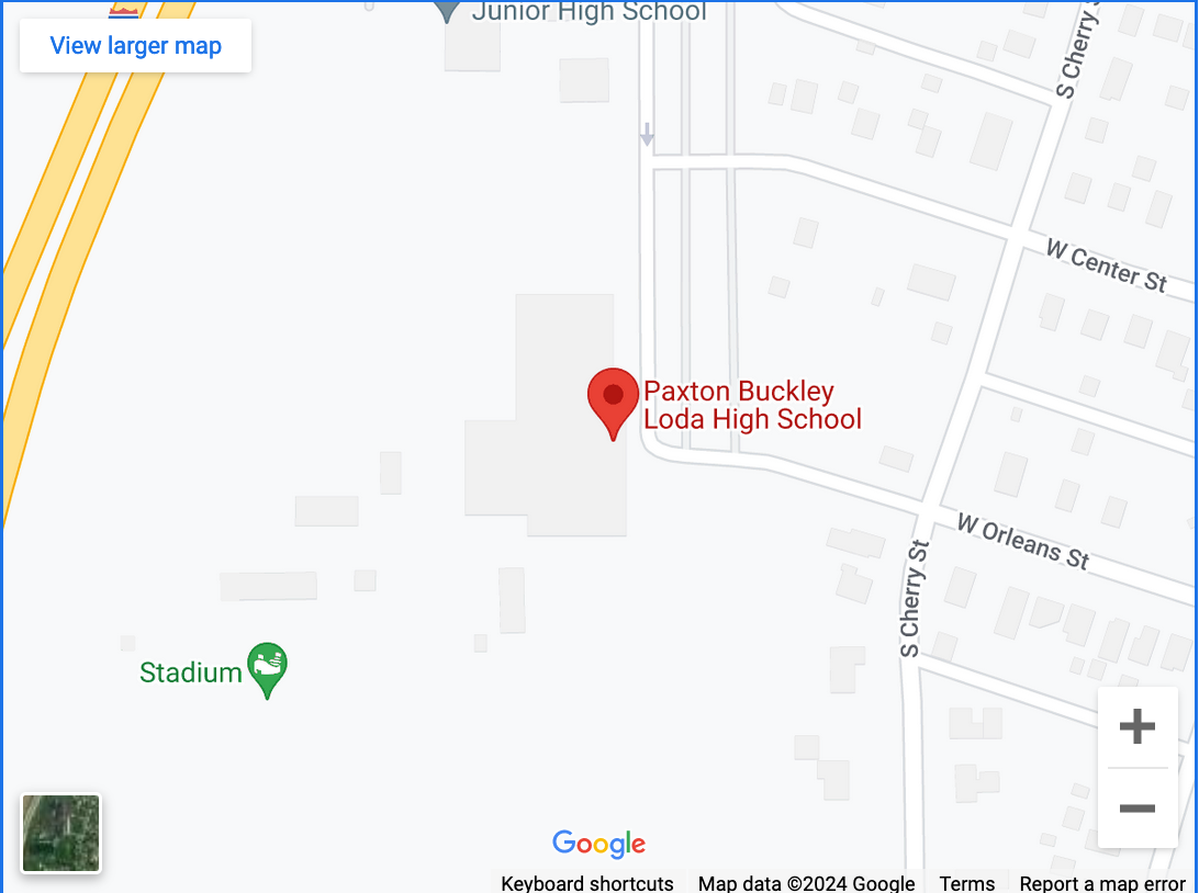 Map of Paxton Buckley Loda High School location. Click to go to Google Map.