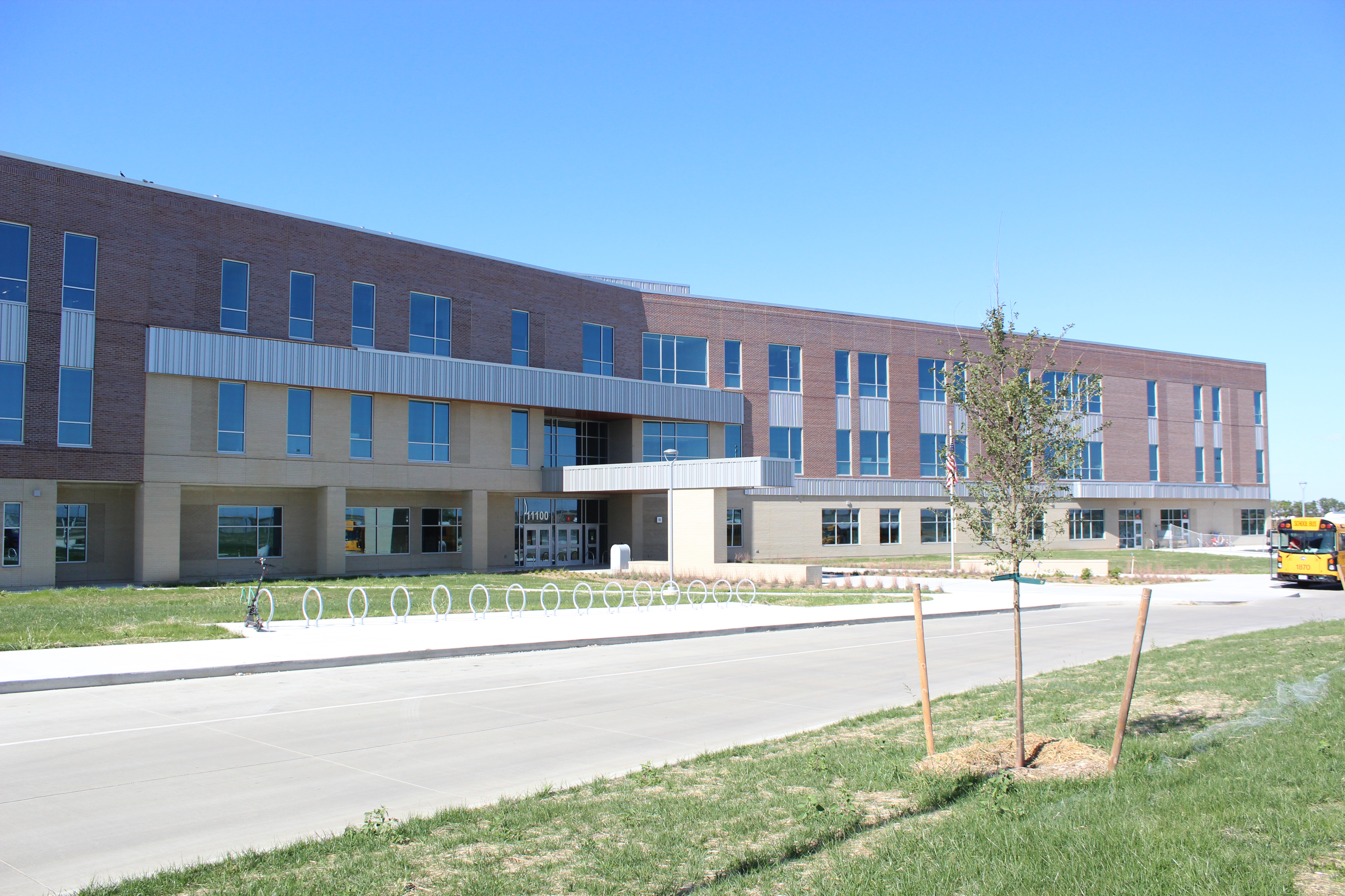 Front facade of Standing Bear High School