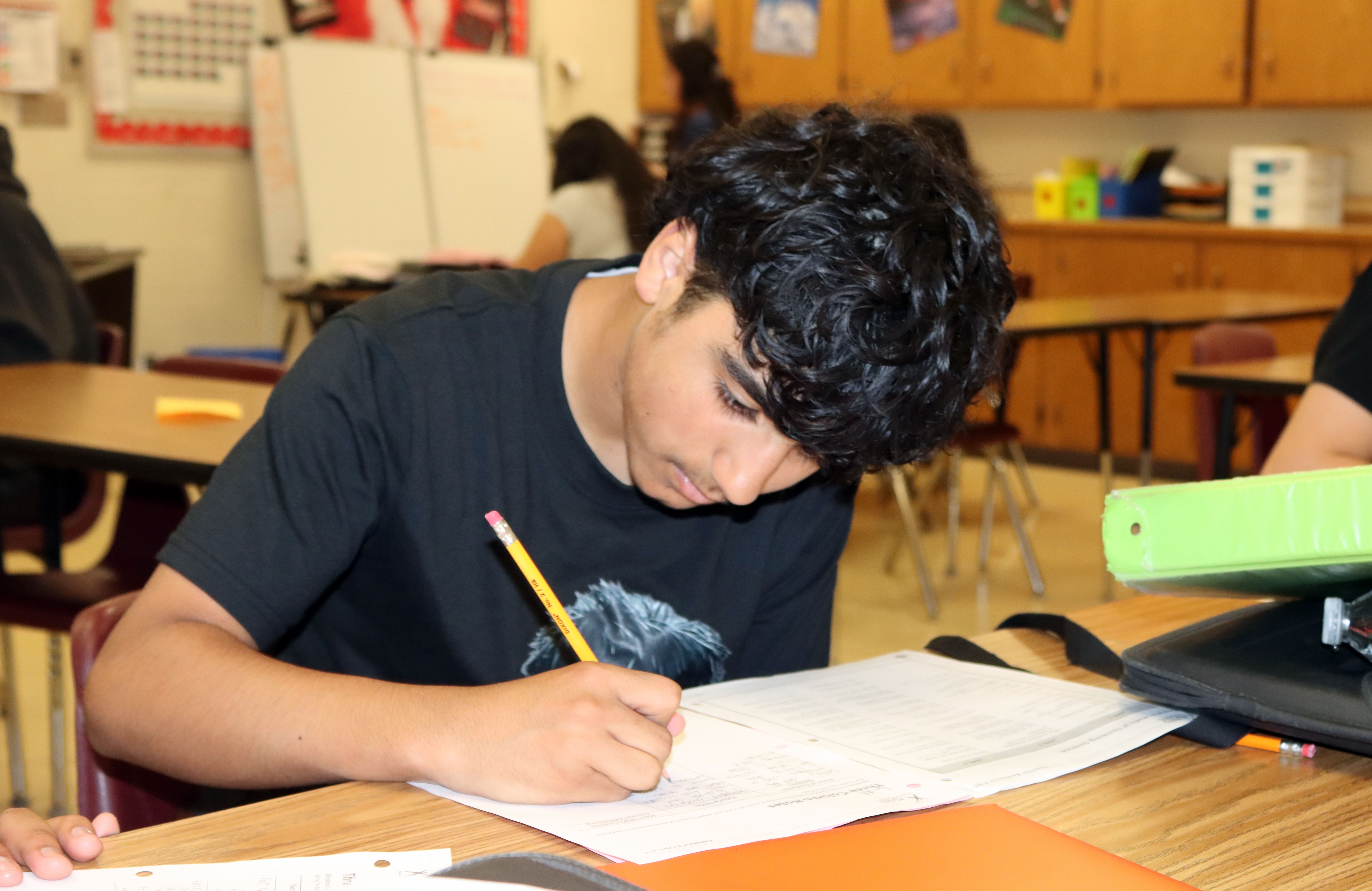 Goodrich student working on a writing project