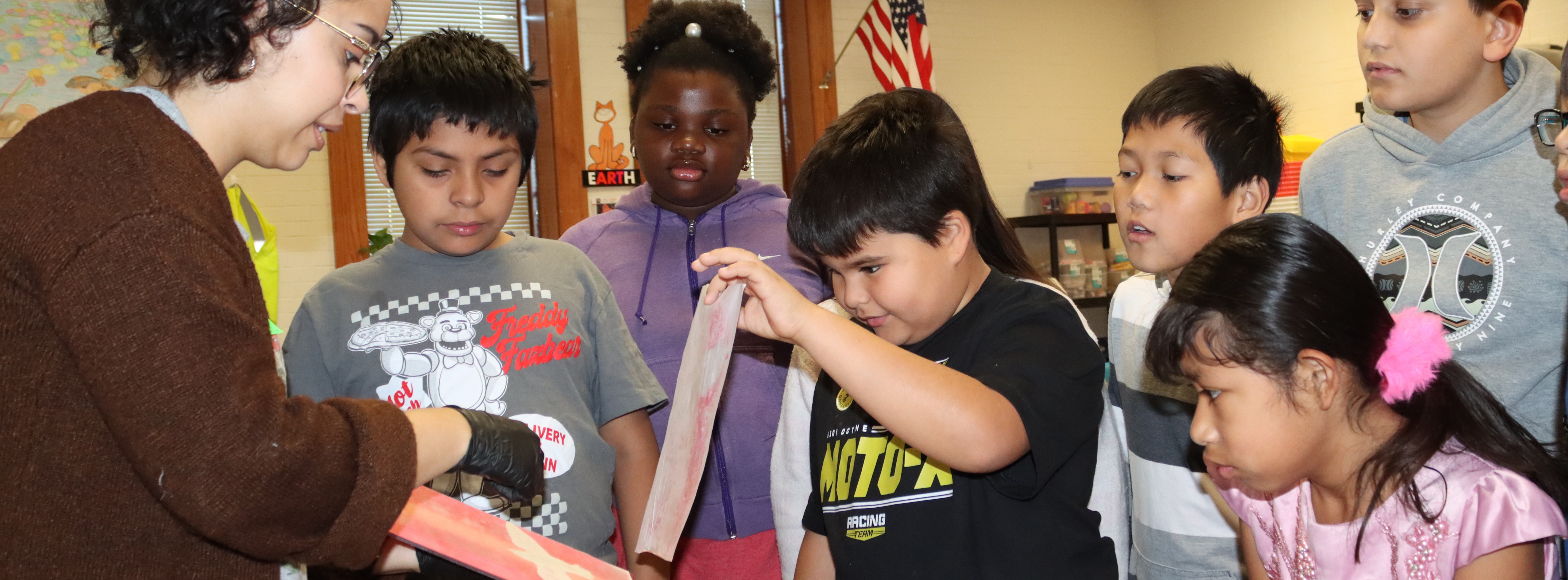Elliott students working on a printmaking project